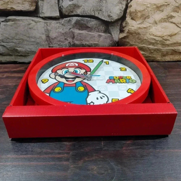 Nintendo Mario Clock Analog Primary Colors Red NES Game Room Bedroom Wall - Picture 4 of 9
